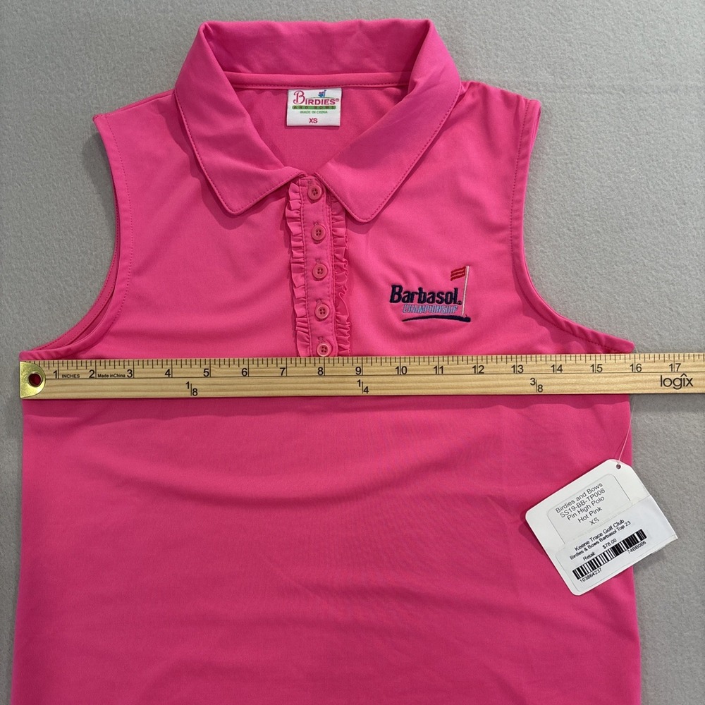 NWT Birdies & Bows XS PINK BARBASOL CHAMPIONSHIP "High Golf" Polo Ruffled Womens - Picture 5 of 7
